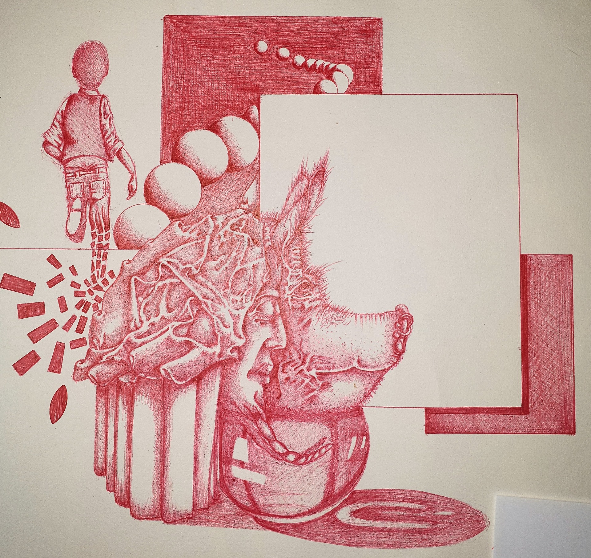 porco vermelho (esferográfica)