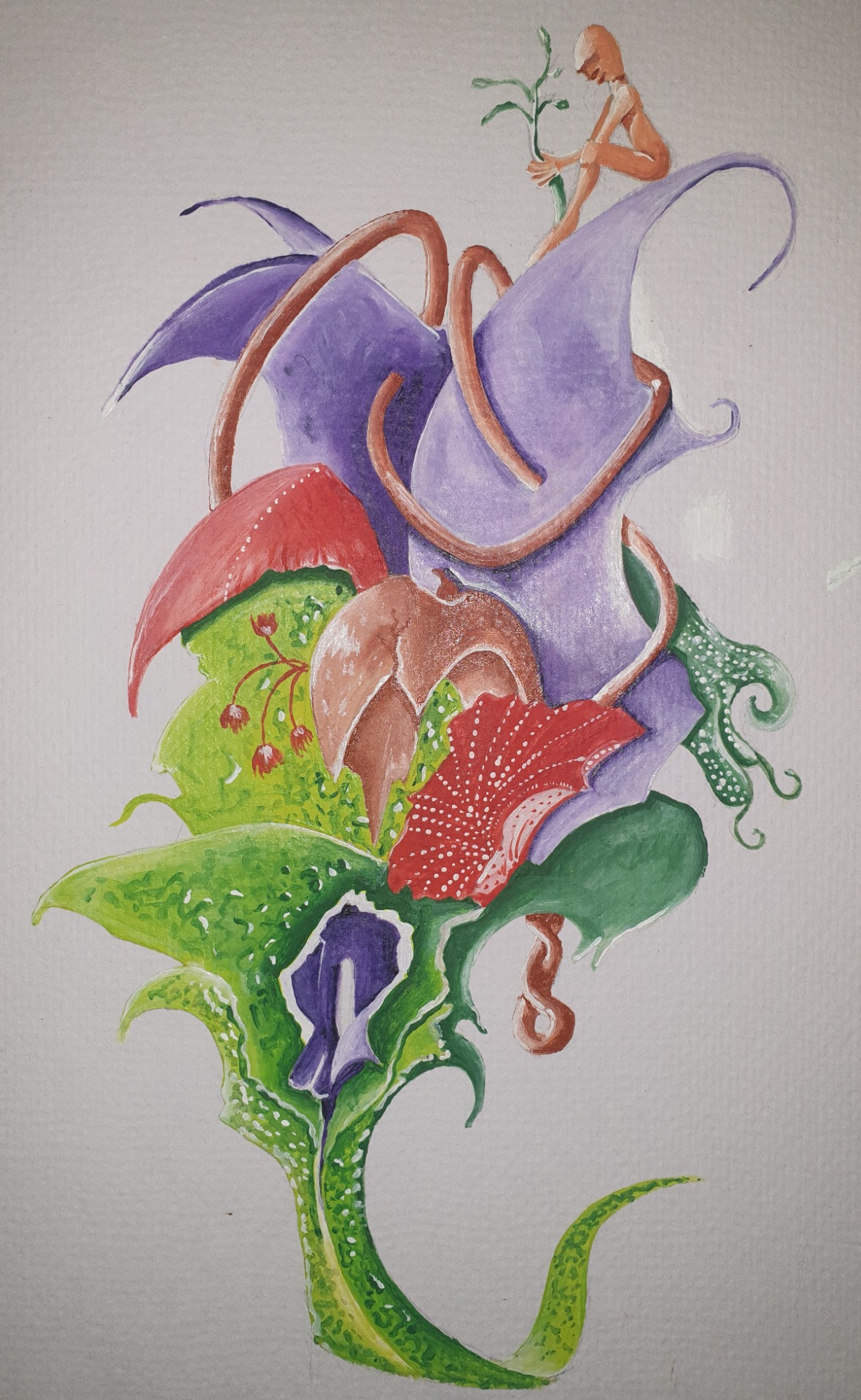 jardim com homem (acrílico sobre cartão)