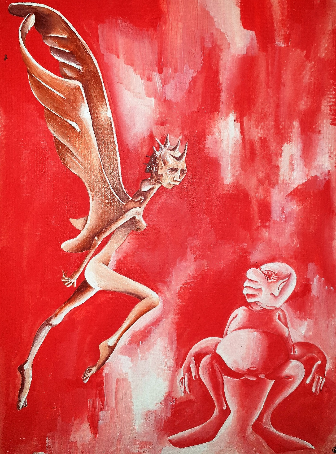 anjo e homem (acrílico sobre cartão)